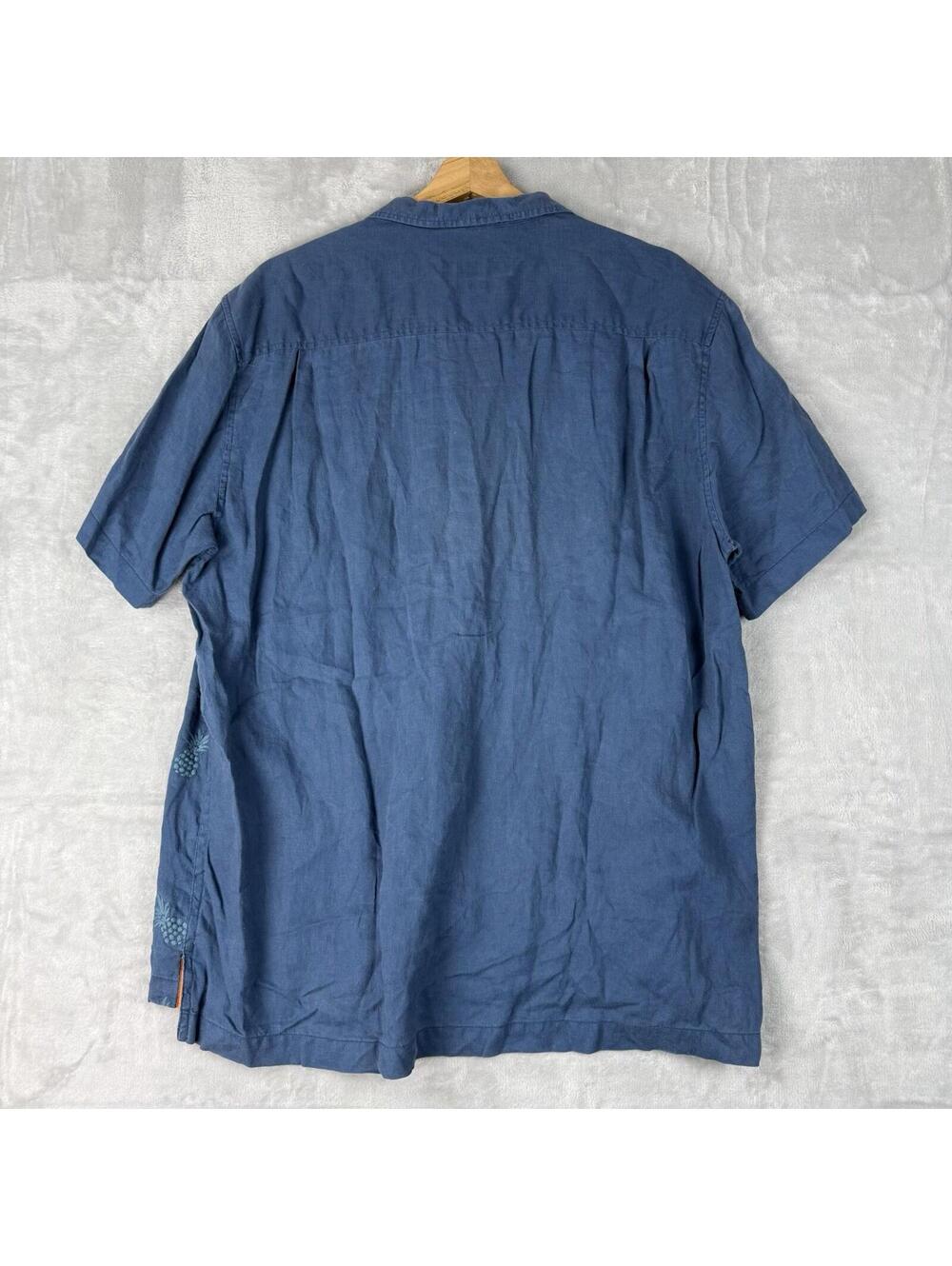 Tommy Bahama Linen Shirt Pineapple Print Blue Original Fit Men Size Large Beach - Picture 3 of 9